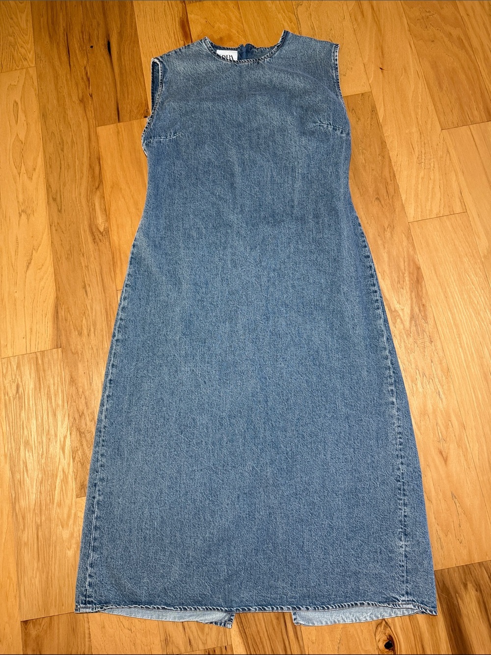 ZARA Sleeveless Denim Midi Dress - Picture 5 of 11
